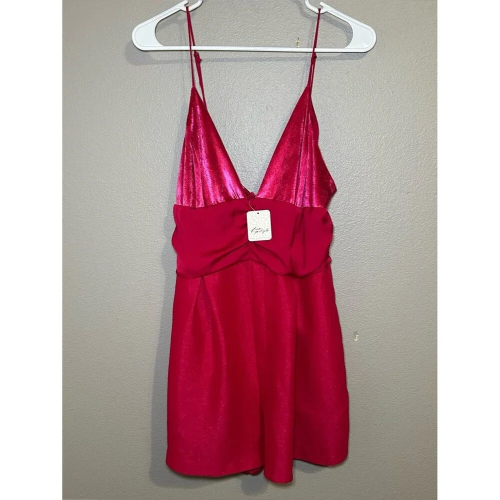 NEW Free People Skylie Saylor Pink Colorblock Going Out Romper Women’s Size 12